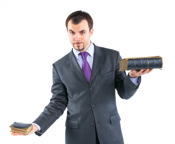Portrait of a business man with book — Stock Photo, Image