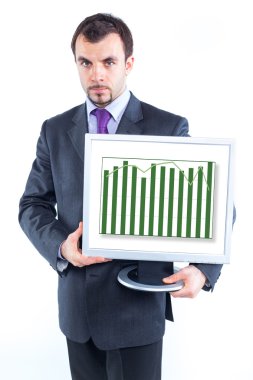 Business graph with business man clipart