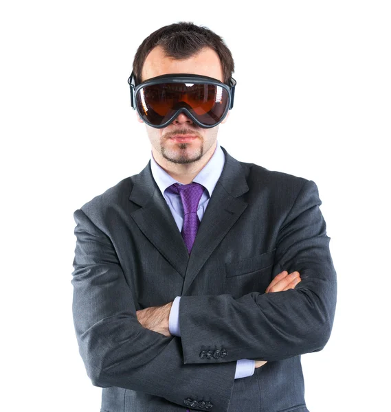 Portrait of a business man in ski goggles — Stock Photo, Image