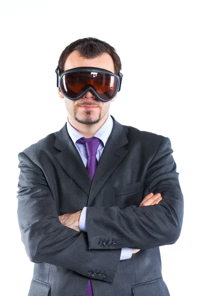 Portrait of a business man in ski goggles — Stock Photo, Image