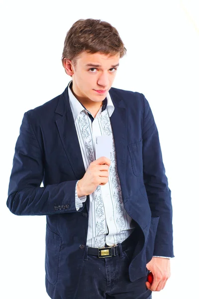 Young boy with a joker — Stock Photo, Image