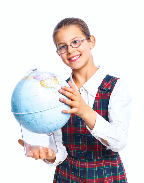 A Globe iskoláslány — Stock Fotó