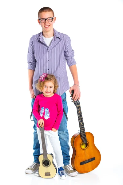 Menino com guitarra clássica espanhola — Fotografia de Stock