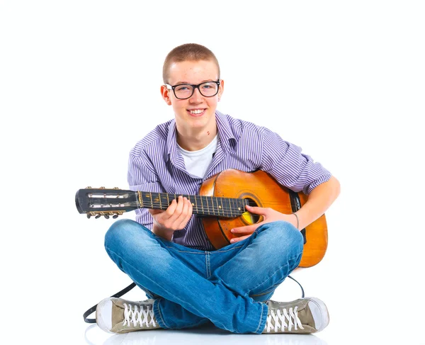Boy with classical Spanish guitar — Stock Photo, Image
