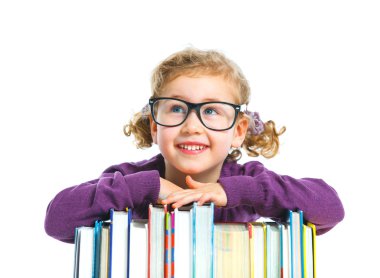 Education - funny girl with books. clipart