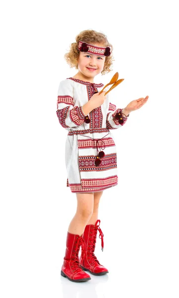 Küçük kız Ukrayna ulusal kostüm — Stok fotoğraf