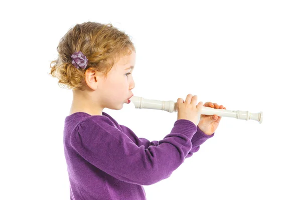 Holčička s flétnou — Stock fotografie