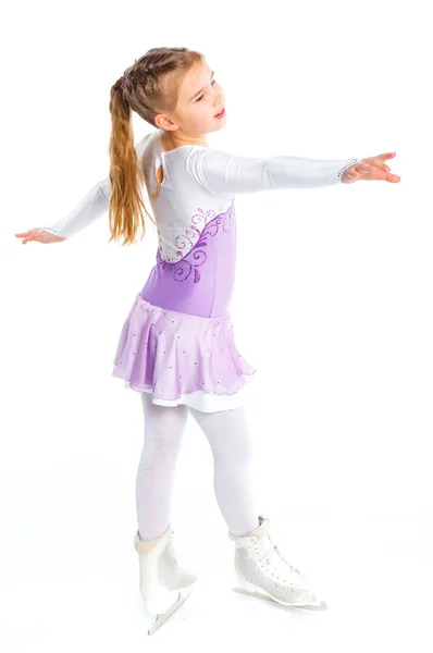 Glückliches junges Mädchen Eiskunstlauf.isoliert. — Stockfoto