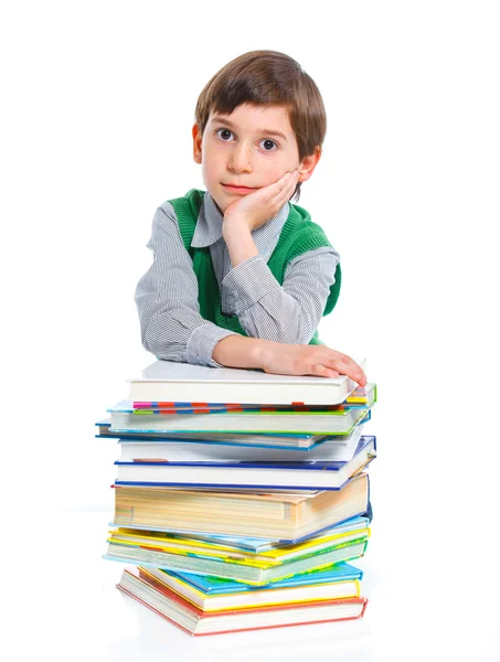 Education - funny boy with books. — Stock Photo, Image