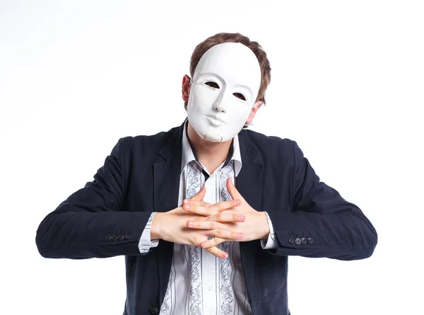 Porträtt av känslomässiga skådespelare i en mask. — Stockfoto