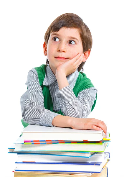 Образование - смешной мальчик с книгами . — стоковое фото