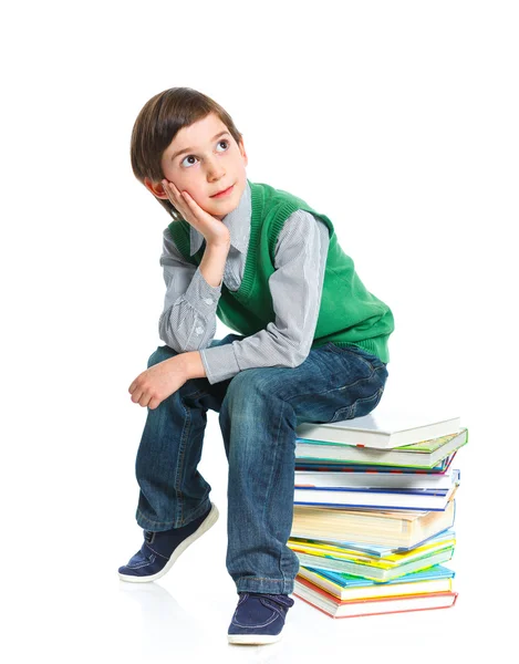 Education - funny boy with books. — Stock Photo, Image