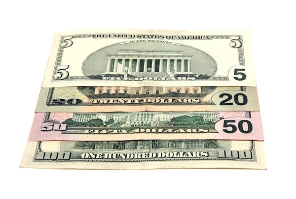 Різноманітні номінали доларів — стокове фото