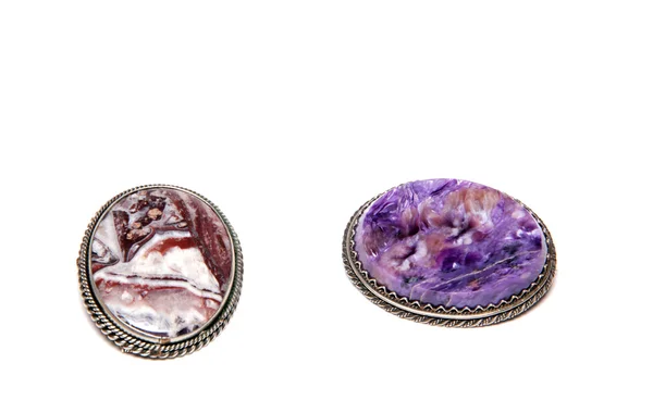 Two brooches with a stone pattern — Stock Photo, Image