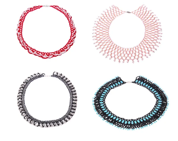 Four beautiful necklaces from beads — Stock Photo, Image