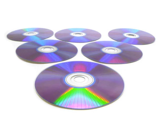 Диски DVD на білому тлі — стокове фото
