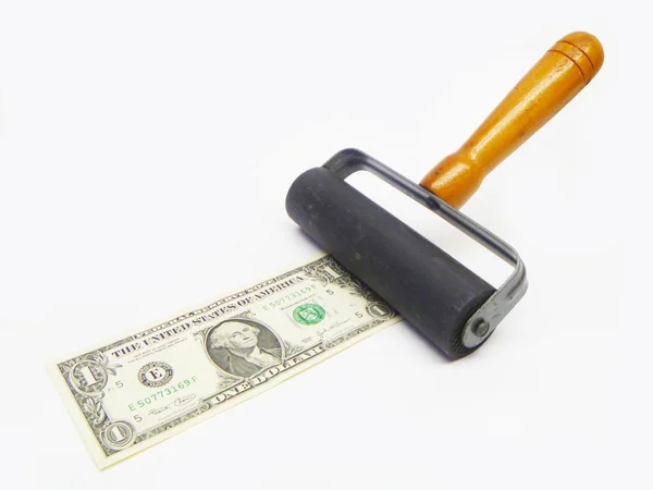 Dolaru a gumové podložce na bílém pozadí — Stock fotografie