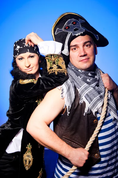 Two pirates on blue — Stock Photo, Image