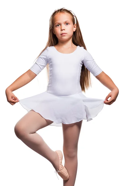 Little ballet dancer isolated on a white background — Stock Photo, Image