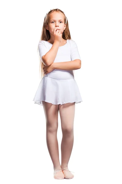 Little ballet dancer isolated on a white background — Stock Photo, Image