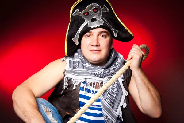 Pirat mit Hut und Strick — Stockfoto