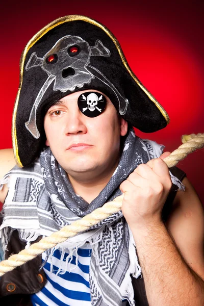 Pirat mit Hut und Strick — Stockfoto