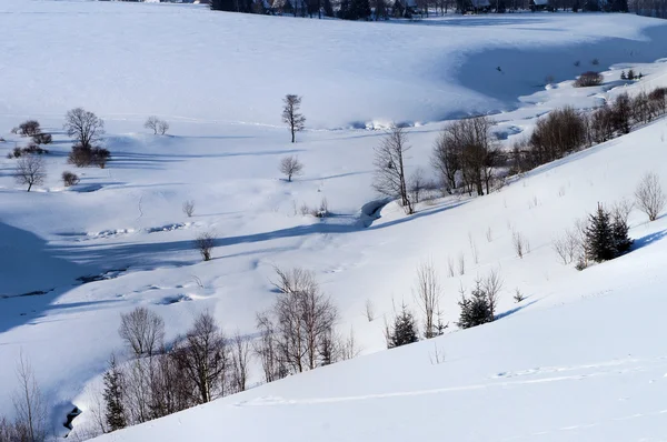 Een besneeuwde vallei — Stockfoto