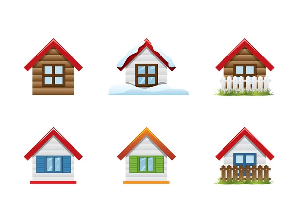 Set di 6 icone di casa — Vettoriale Stock