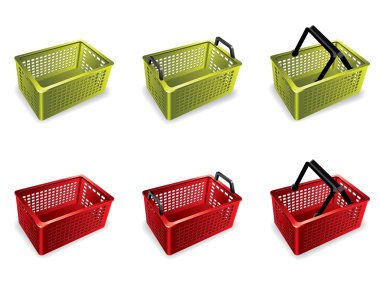 3D Plastic shopping basket clipart