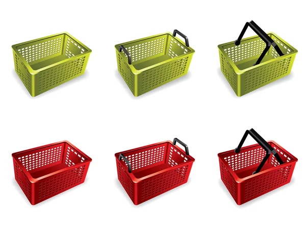 3D cesta de compras de plástico — Vector de stock