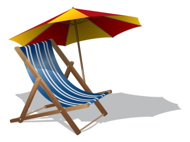 Beach chair with umbrella clipart