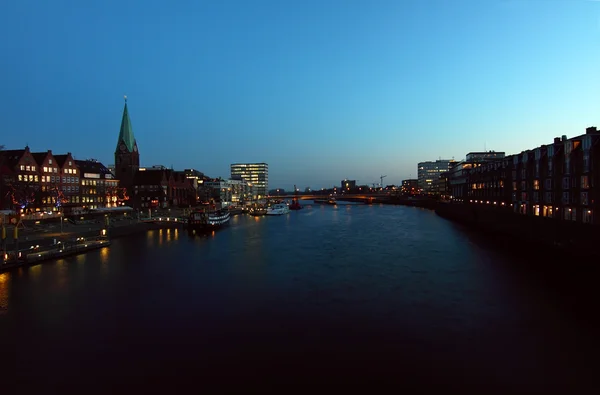 Miasta Bremen w nocy — Zdjęcie stockowe