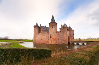 Dutch castle on the lake clipart