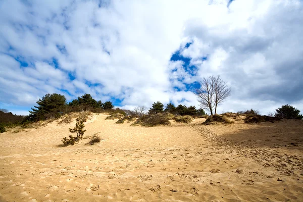 Песчаный холм и облачное небо — стоковое фото