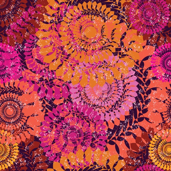 Grunge sans couture motif floral abstrait — Image vectorielle