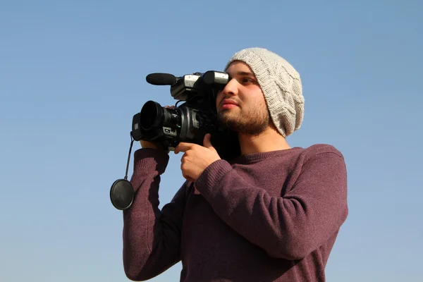 Jovem Cameraman — Fotografia de Stock