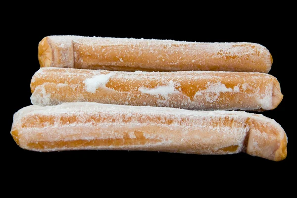 Bevroren hotdogs in een bos — Stockfoto