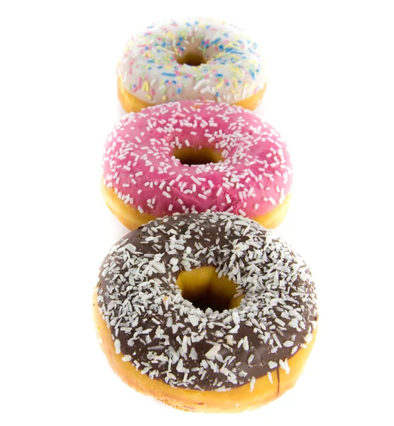 Fila de donuts — Fotografia de Stock