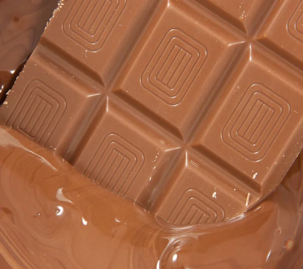 Chocolate plate in liquid chocolate — Stock Photo, Image