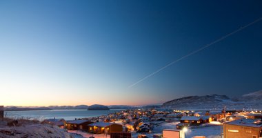 Hammerfest by daytime during winter clipart