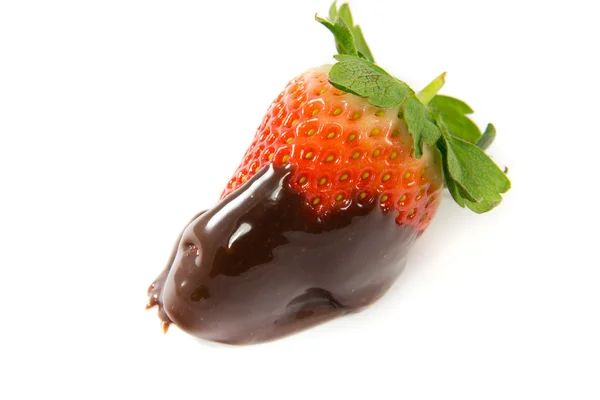 stock image Lonely strawberry dipped in melted chocolate