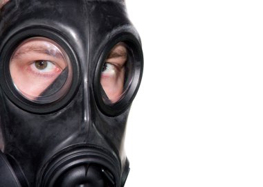 Gas mask man closeup clipart