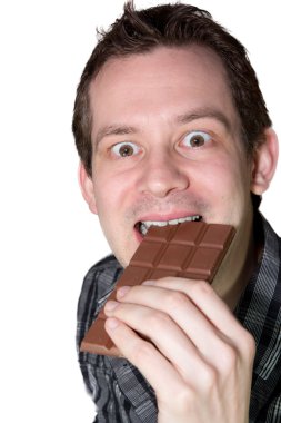 Man eating chocolaet clipart