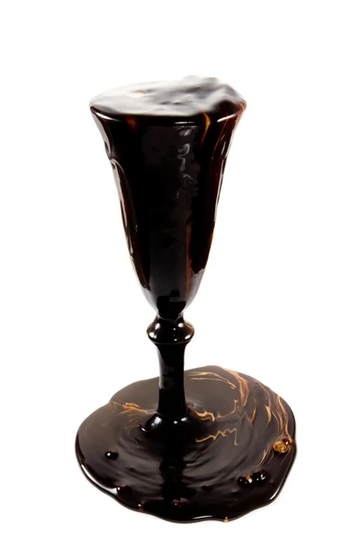 Chocolate covered wine glass — Stock Photo, Image