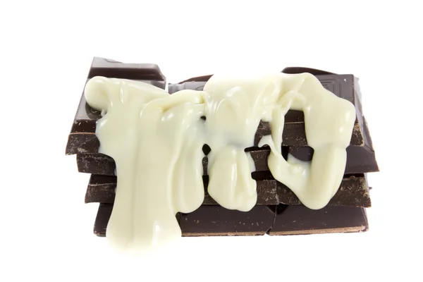 ホワイト チョコレートとチョコレートに注ぎ — ストック写真