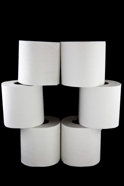 Шість туалетних паперових рулонів — стокове фото
