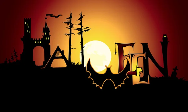 Halloween fond et titre — Image vectorielle
