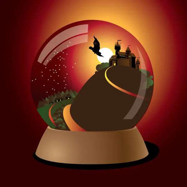 Château dans le bol en verre — Image vectorielle
