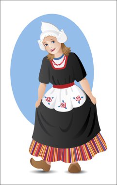 Dutch girl in national costume clipart