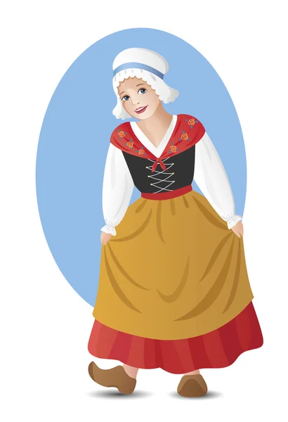 stock vector French girl in national costume